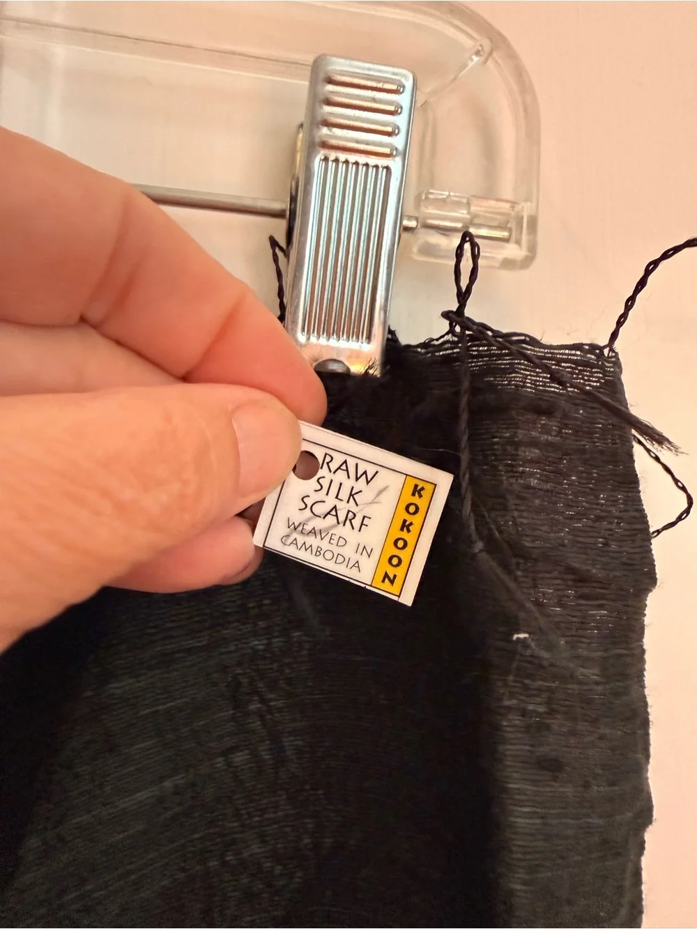 NWT Black Raw Silk Shawl Wrap Scarf